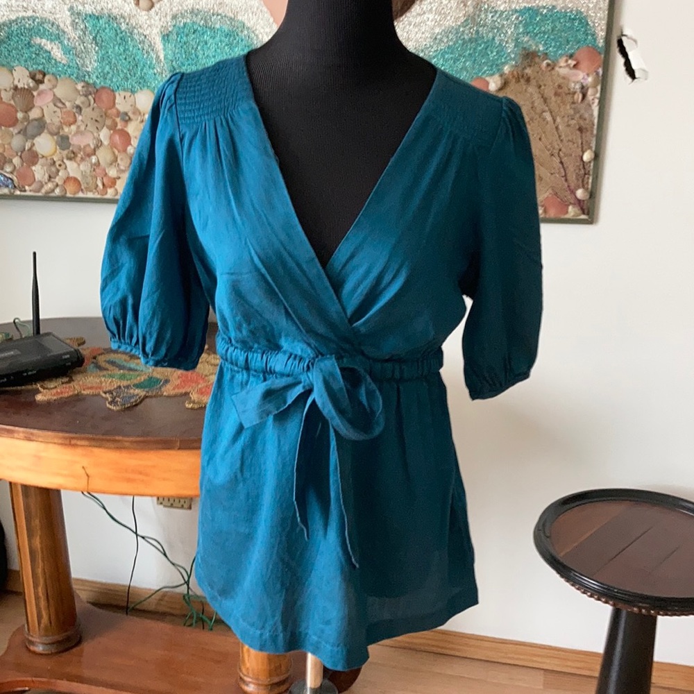 A. N. A. A new approach tie waist blouse shirt top